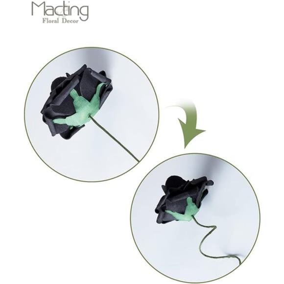 Black Roses Artificial Flowers, 30pcs Real Touch Fake Foam Roses for DIY Bouquet - Picture 5 of 6